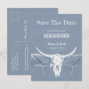 Carte Postale Bleu Poussiéreux Occidental Blanc Rustique en Dist