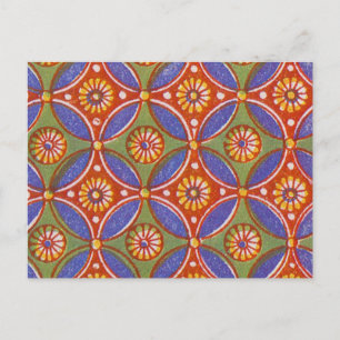 Carte Postale Bleu rouge Rustique coloré Cercle Egypte Motif d'a