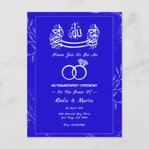 Carte Postale Bleu Royal Cercle Fiançailles musulman islamique