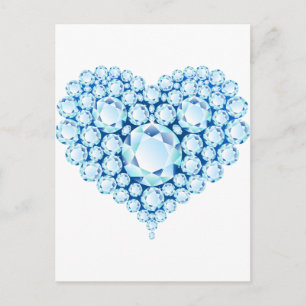 Carte Postale Bleu Sapphire Gems Coeur