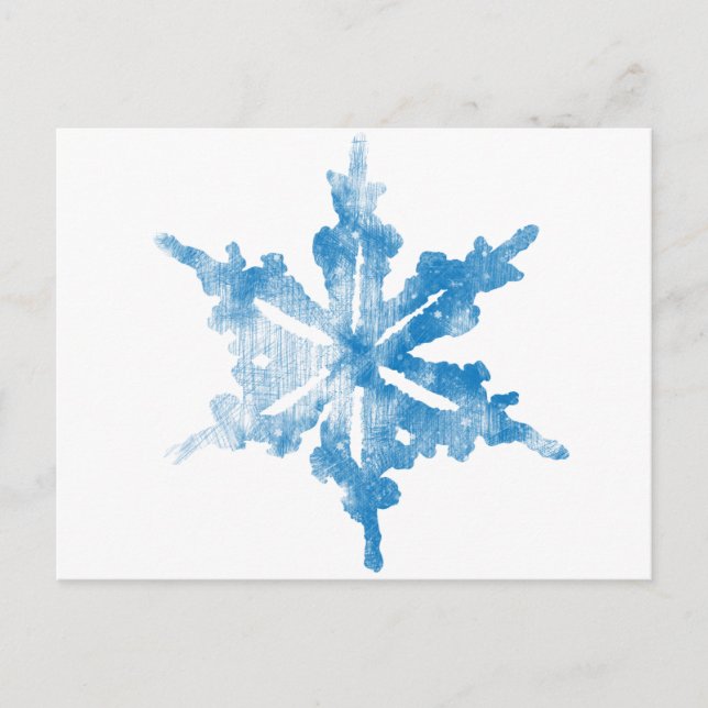 Carte Postale Bleu sur blanc Frosty conception de flocon de neig (Devant)