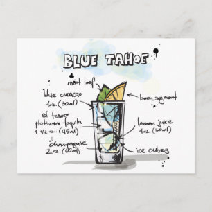 Carte Postale Bleu Tahoe Drink Recette Design