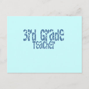 Carte Postale Bleu texte désorganisé Enseignant de 3e année
