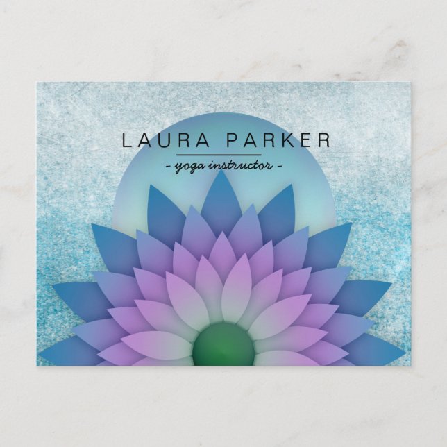 Carte Postale Bleu Turquoise Lotus Fleur Yoga Méditation Holisti (Devant)