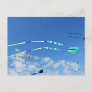 Carte Postale Bleu Vert Long Queue Kite