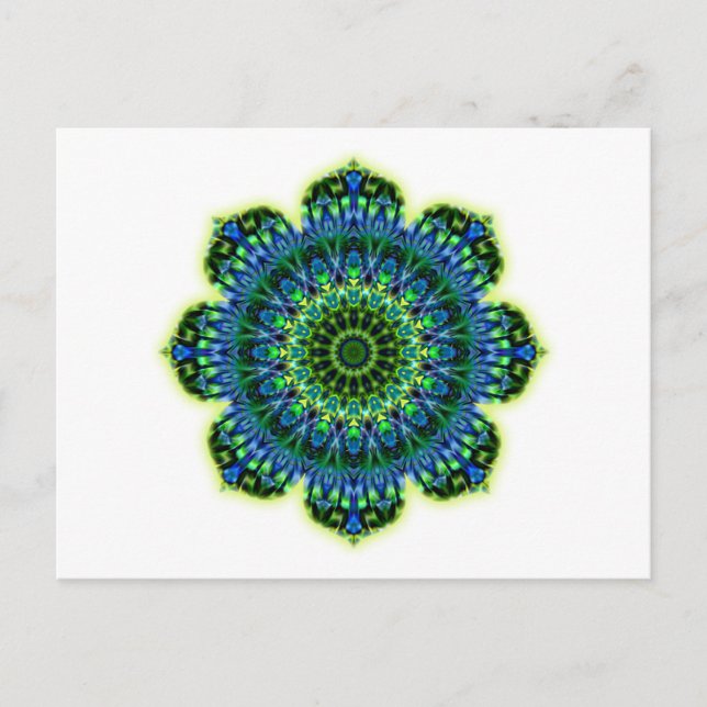 Carte Postale bleu vert mandala (Devant)