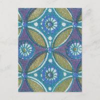 Bleu vert Rustique Boho Motif circulaire géométriq