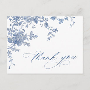Carte Postale Bleu victorien bleu Merci de jardin français