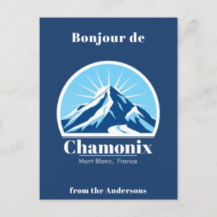 Carte postale bleue Chamonix Mont Blanc France