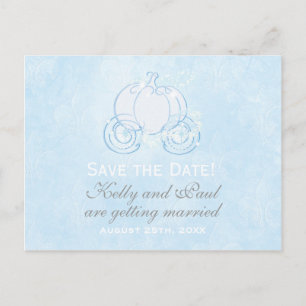 Carte postale bleue de conte de fées de chariot de