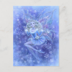 Carte postale bleue de fée de Noël
