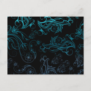 Carte postale bleue florale