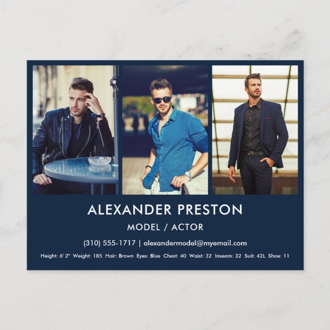 Carte postale bleue photo Actor Model Comp/Zed Car (Devant)