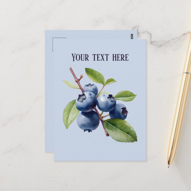 Carte Postale Bleuet mou ajouter le fruit du message (Devant/Arrière en situation)