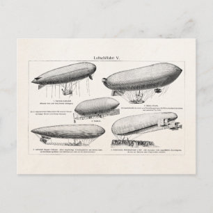Carte Postale Blimps vintages Zeppelins Rétro Ballons à air chau