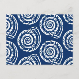 Carte Postale Bloc de coquillages en spirale Impression, bleu et