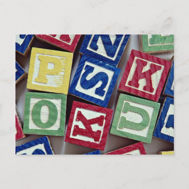 Carte Postale Blocs en bois avec alphabets pour enfants (Devant)