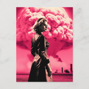 Carte Postale blonde apocalyptique avec nuage rose