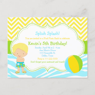 Carte Postale Blonde Boy Pool Party Bash