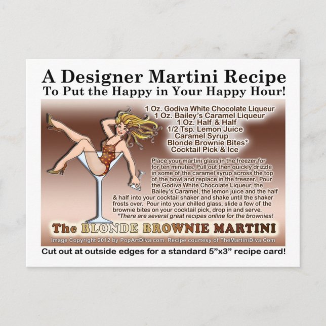 Carte postale Blonde Brownie Martini Recette (Devant)