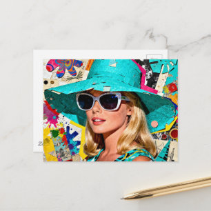 Carte Postale Blonde dans un chapeau bleu