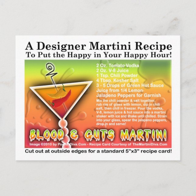 Carte Postale Blood & Guts Halloween Martini Recet (Devant)
