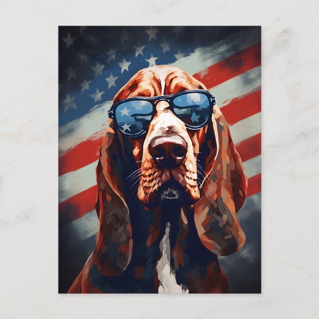Carte Postale Bloodhound 4 juillet fête de l'indépendance (Devant)