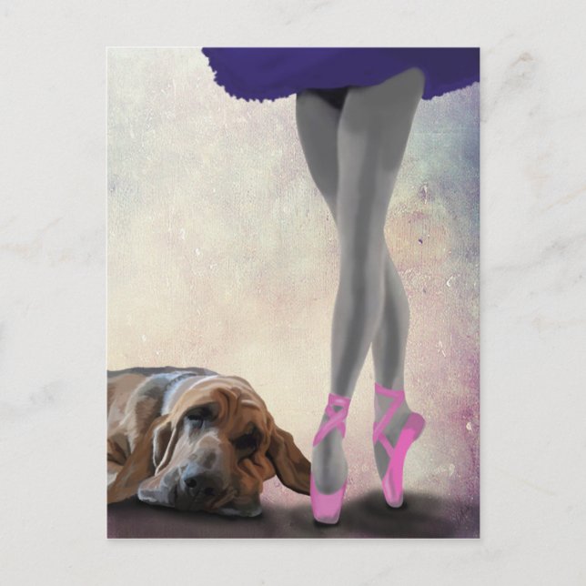 Carte Postale Bloodhound Et Danseur De Ballet (Devant)