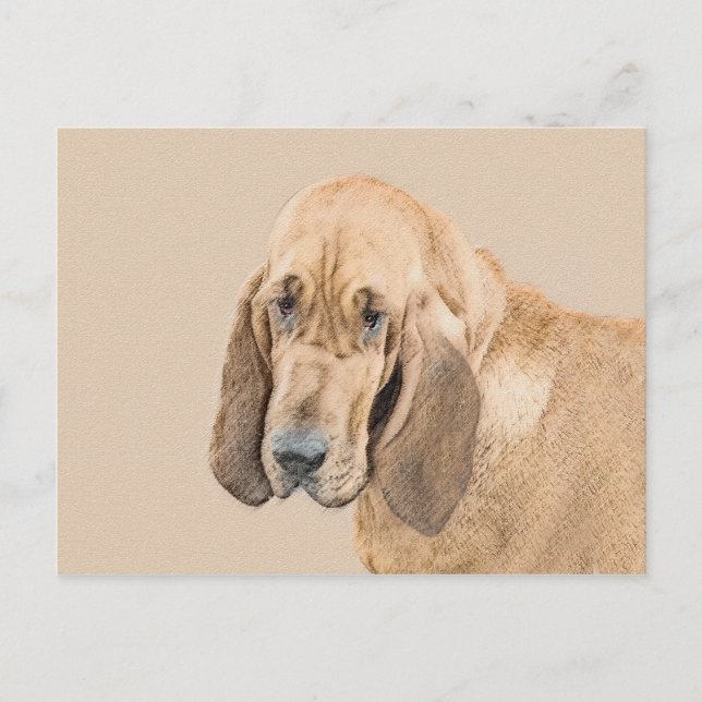 Carte Postale Bloodhound Peinture - Joli chien d'origine art (Devant)