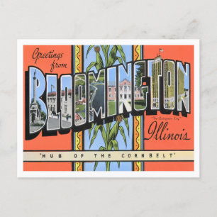 Carte Postale Bloomington, Illinois Vintage Big Letters