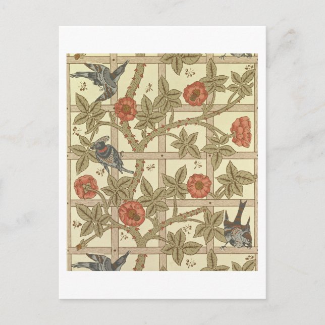 Carte Postale Blue and orange trellis wallpaper design, 1864 (Devant)