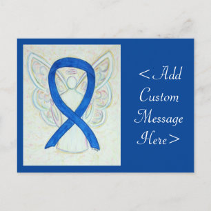 Carte postale Blue Awareness Ribbon Angel Custom A