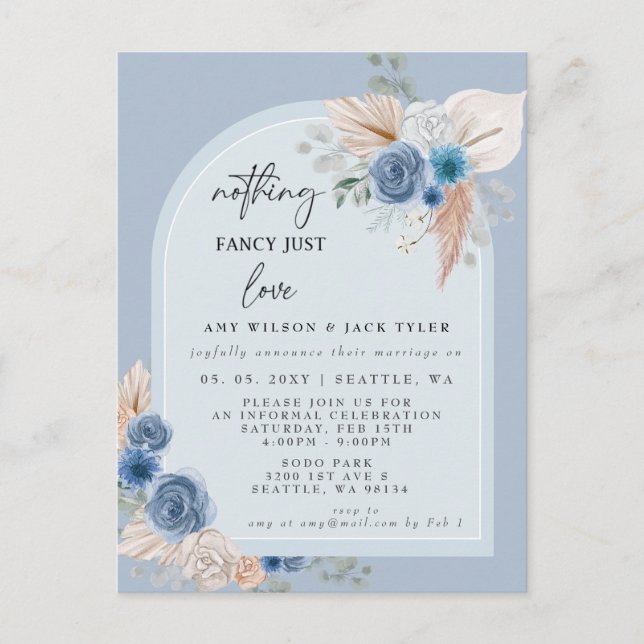 Carte Postale Blue Boho Rien De Fancy Just Love Faire-part (Devant)