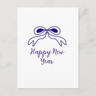 Carte Postale Blue bow happy new year name date simple minimal