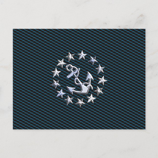 Carte Postale Blue Chrome Comme Yacht Drapeau Automotive Grille (Devant)