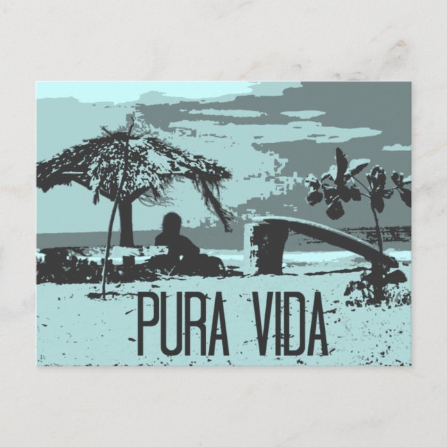 Carte Postale Blue Costa Rica Pura Vida Surfer (Devant)