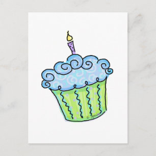 Carte Postale Blue cupcake