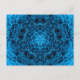 Carte Postale BLUE DAHLIA FlOWER Abstrait Floral
