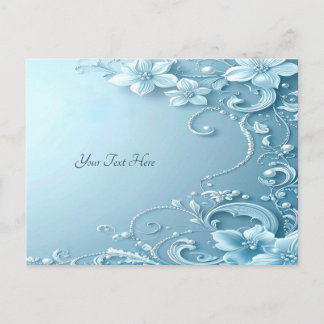 Carte Postale Blue Decorative Floral Postcard