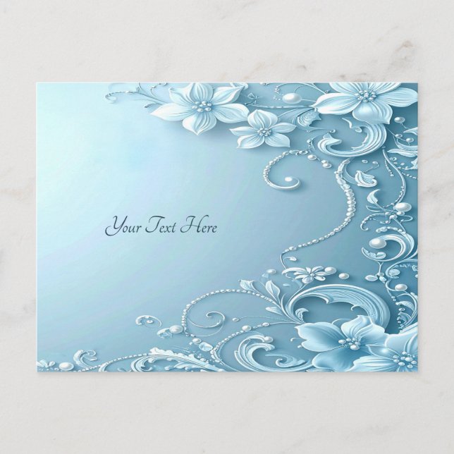 Carte Postale Blue Decorative Floral Postcard (Devant)