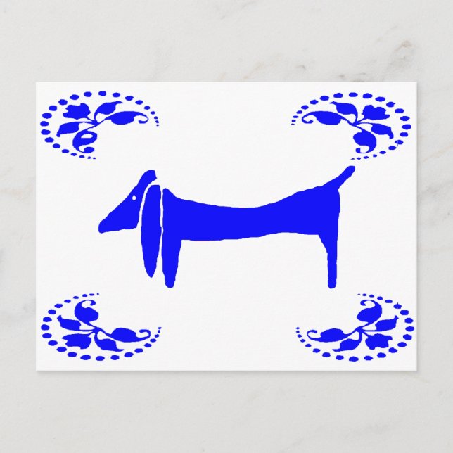 Carte Postale Blue Dutch Dachshund Abstrait (Devant)