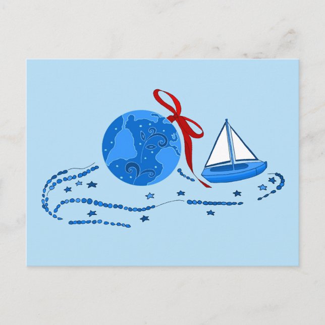 Carte postale Blue Earth Christmas Ball and Little (Devant)