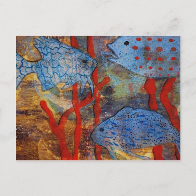 Carte Postale Blue Fish School (Devant)