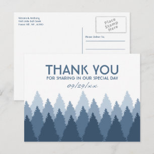 Carte Postale Blue Forest Range Bois Mariage Merci