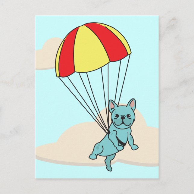 Carte postale Blue French Buldog Umbrella Fun (Devant)