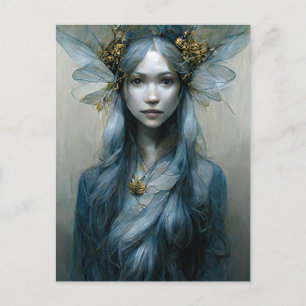 Carte postale Blue Gold Fairy Imaginaire Art