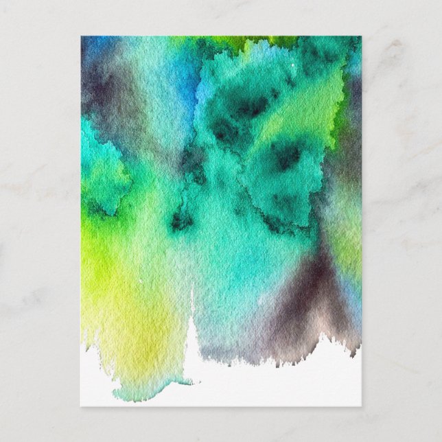 Carte Postale Blue Green watercolor marble abstract tie dye (Devant)