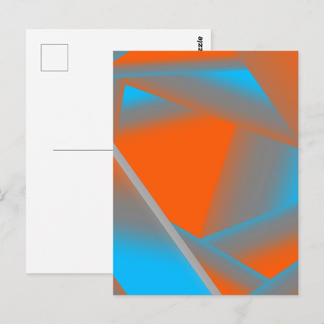 Carte Postale Blue Grey Orange Ombre Géométrique Art Abstrait (Devant / Derrière)