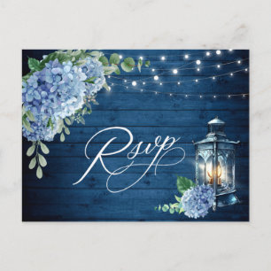 Carte Postale Blue Hydrangea Lantern Bois RSVP Choix de repas