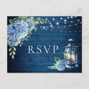 Carte Postale Blue Hydrangea Lantern Bois RSVP Choix de repas